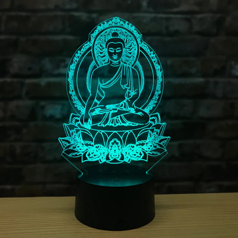 3D Buddha Night Lamp with Remote Control and 16 Colors