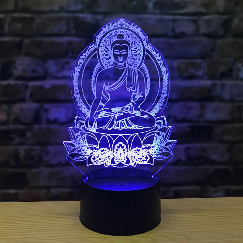 3D Buddha Night Lamp with Remote Control and 16 Colors