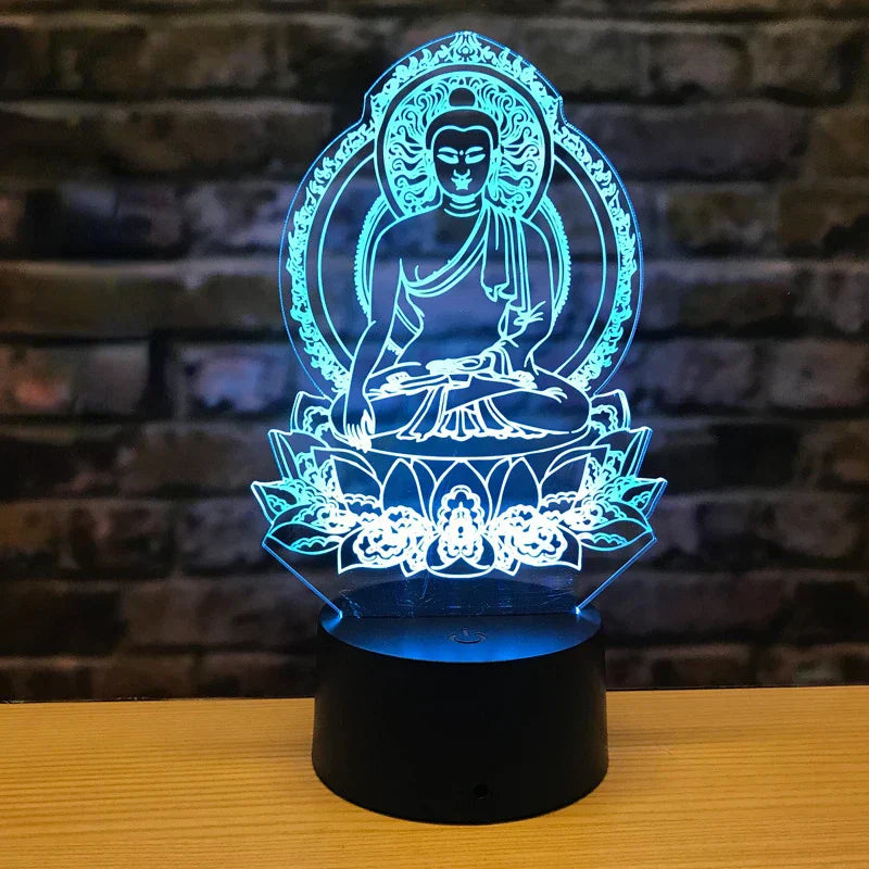 3D Buddha Night Lamp with Remote Control and 16 Colors