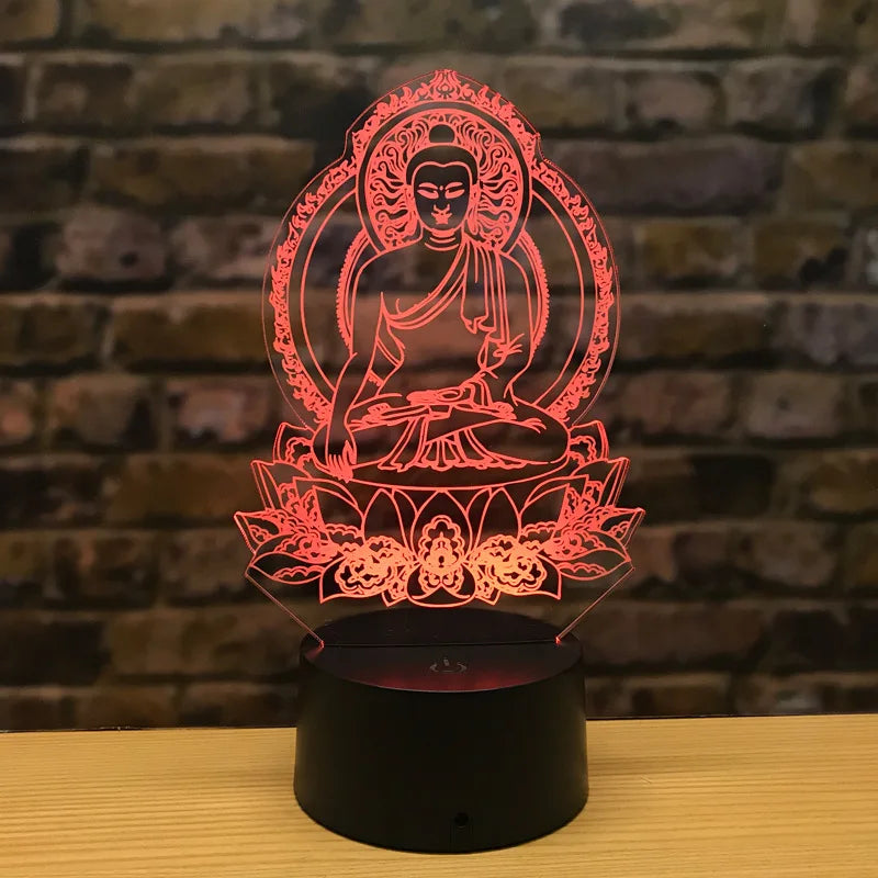 3D Buddha Night Lamp with Remote Control and 16 Colors