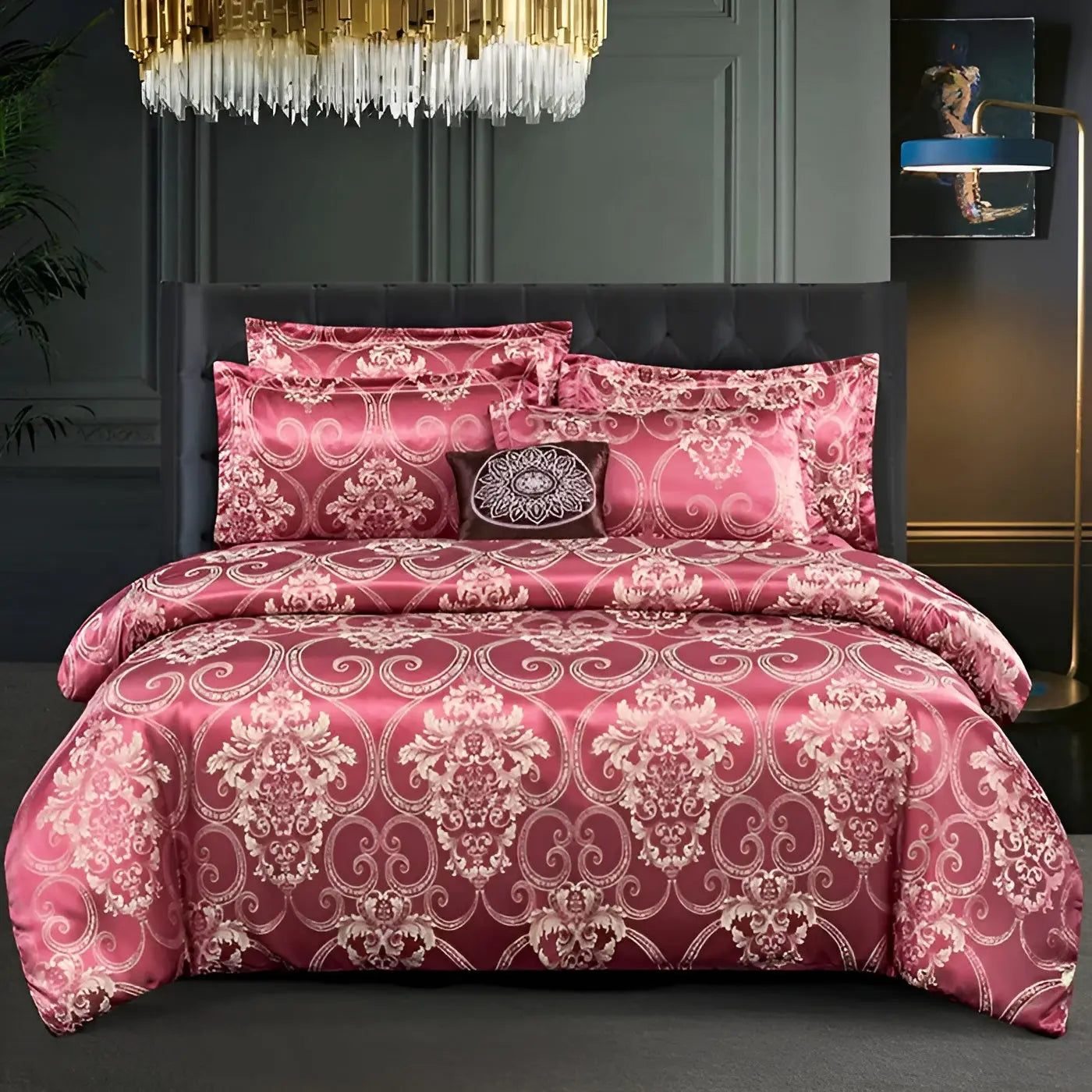 Satin Jacquard Duvet Cover Set with Pillowcases