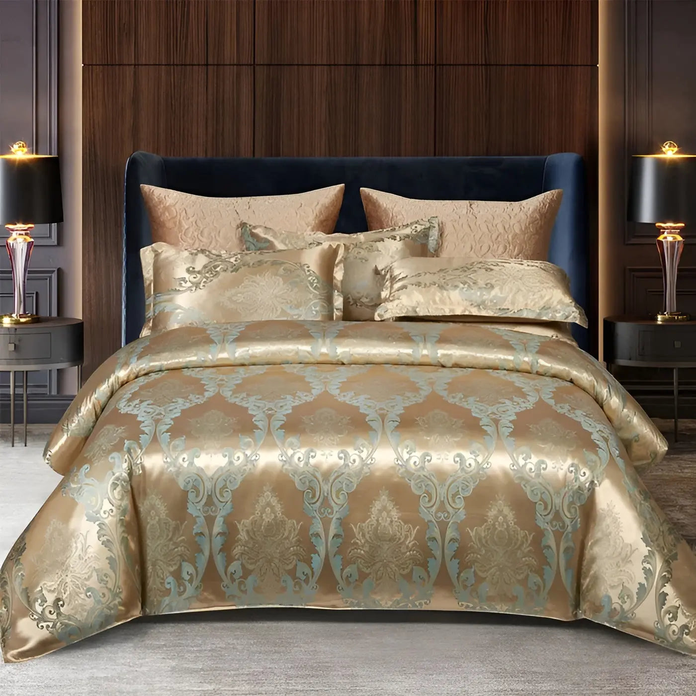 Satin Jacquard Duvet Cover Set with Pillowcases