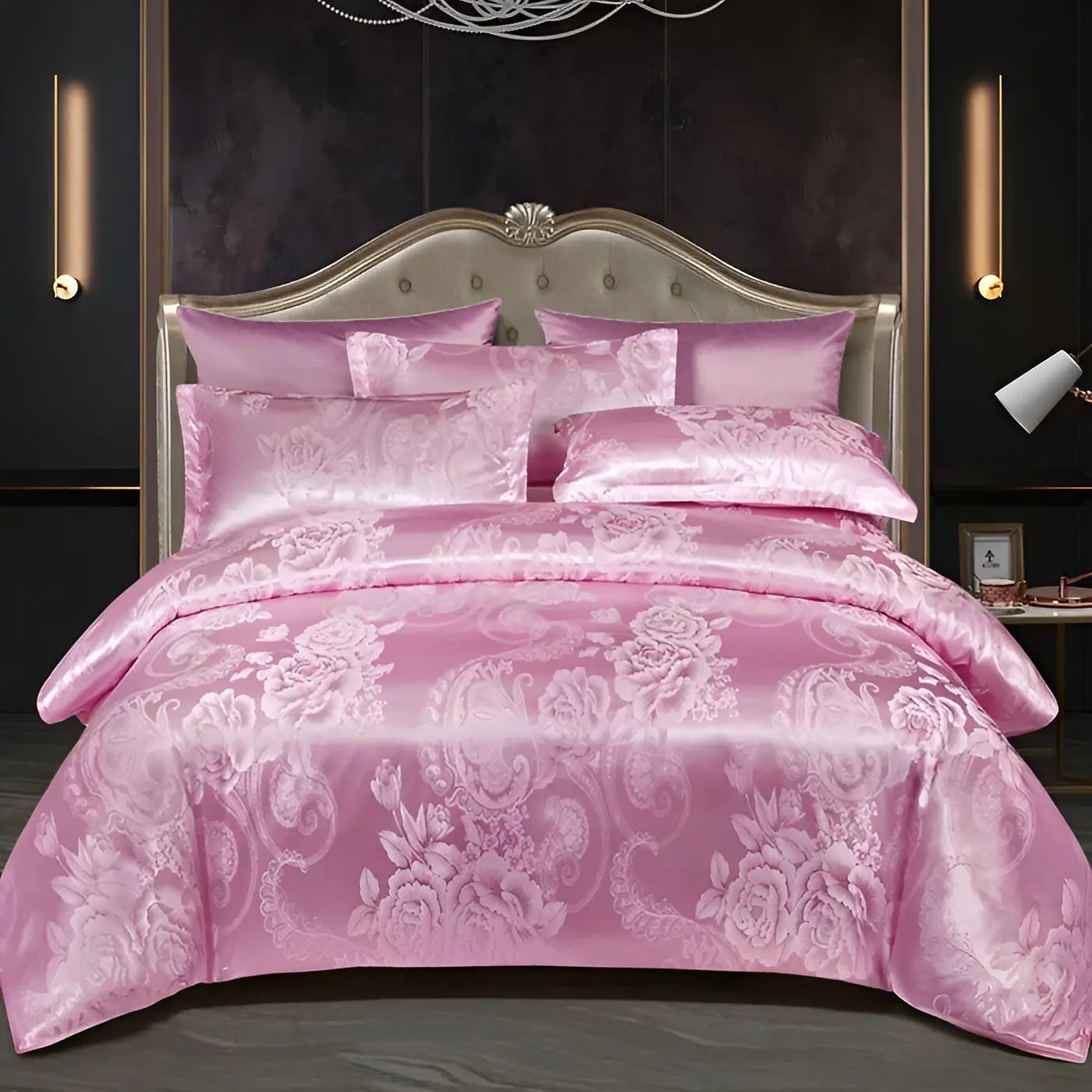 Satin Jacquard Duvet Cover Set with Pillowcases