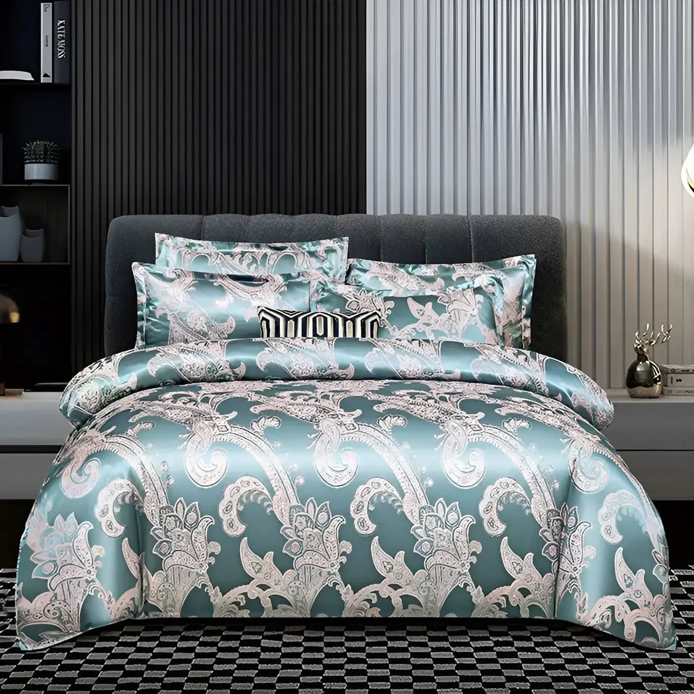Satin Jacquard Duvet Cover Set with Pillowcases