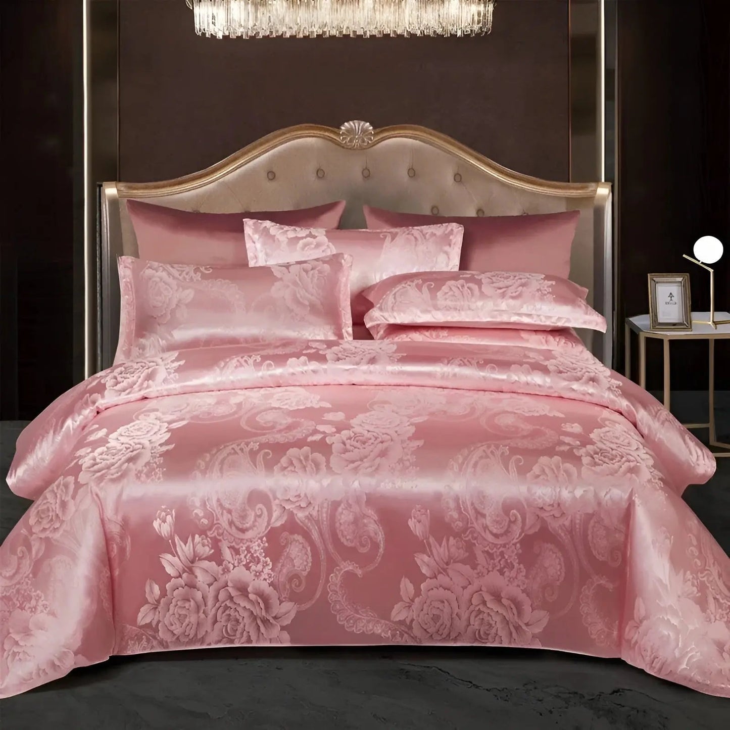 Satin Jacquard Duvet Cover Set with Pillowcases