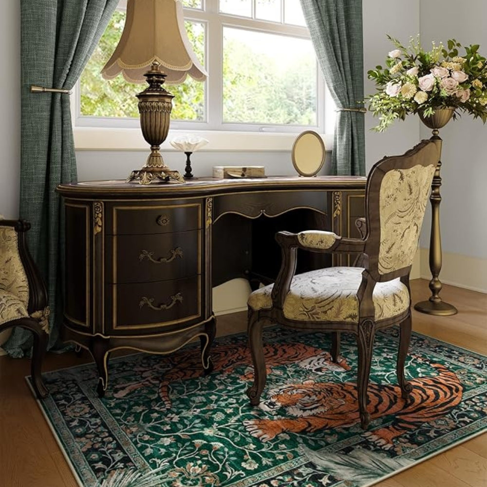 Tiger Tapestry Area Rug with Anti-Slip Backing