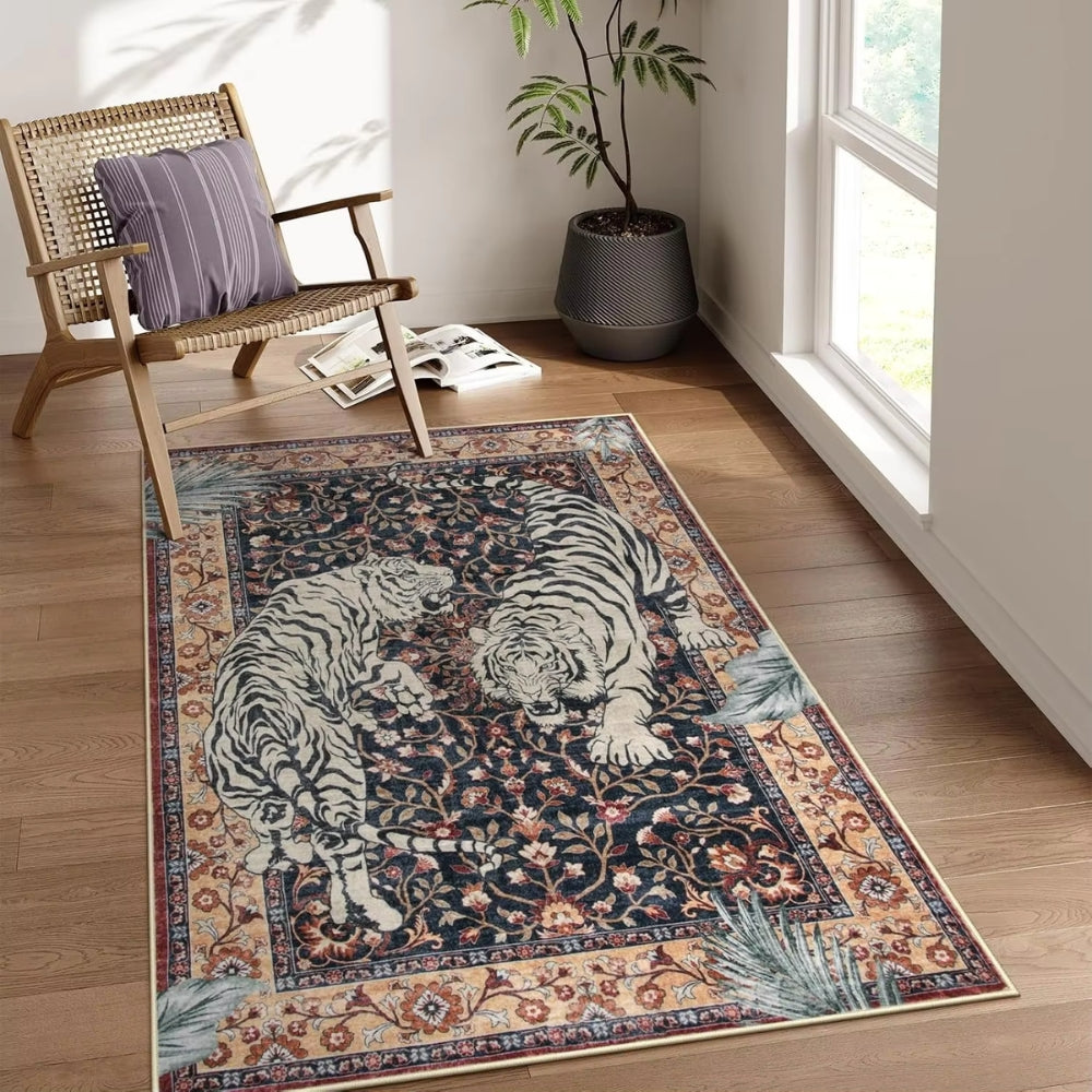 Tiger Tapestry Area Rug with Anti-Slip Backing