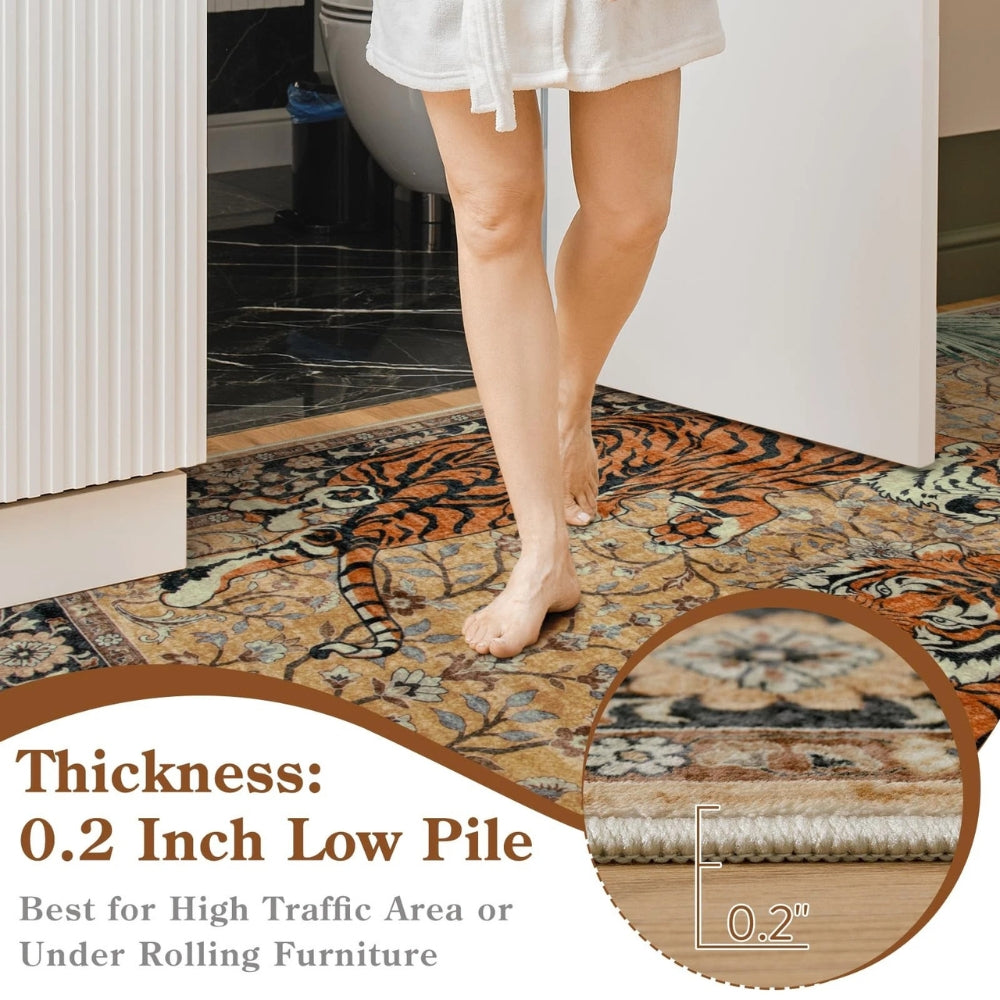 Tiger Tapestry Area Rug with Anti-Slip Backing