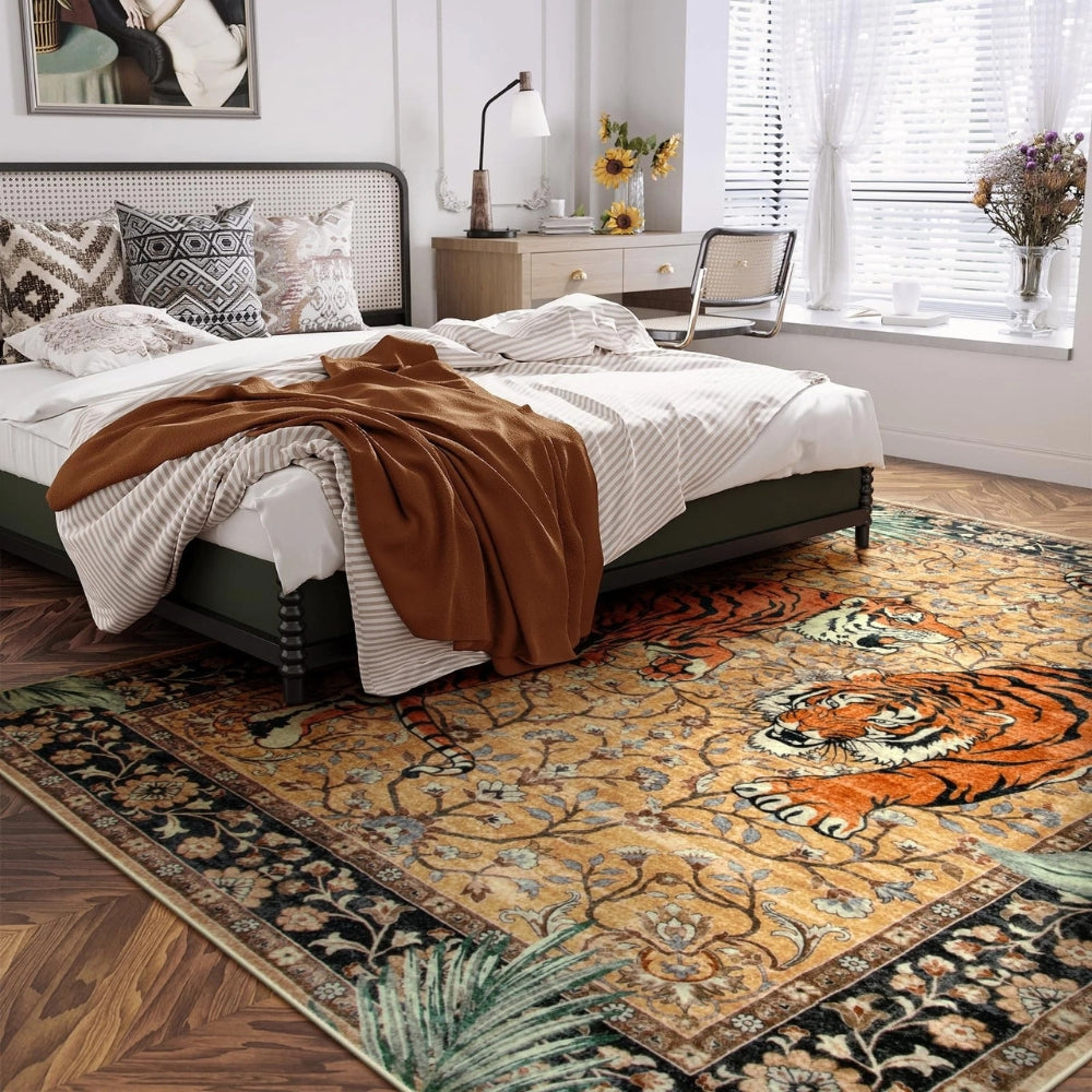 Tiger Tapestry Area Rug with Anti-Slip Backing