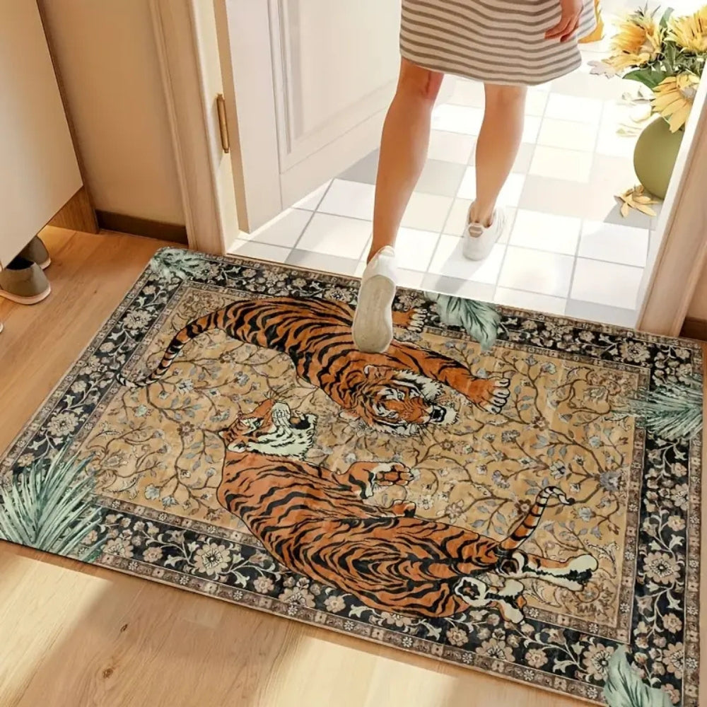 Tiger Tapestry Area Rug with Anti-Slip Backing