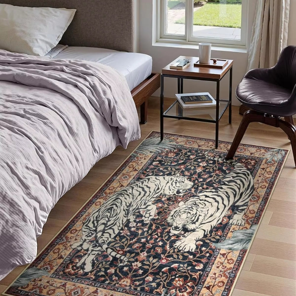 Tiger Tapestry Area Rug with Anti-Slip Backing