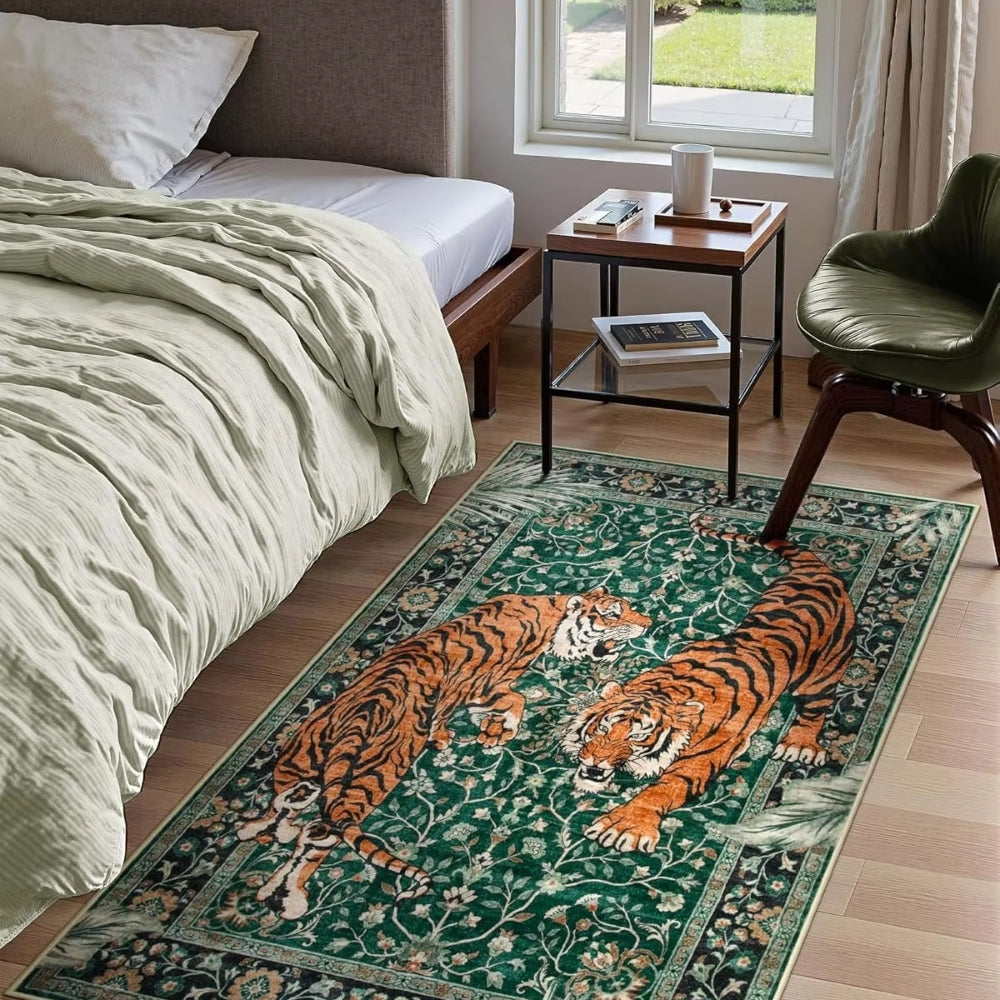 Tiger Tapestry Area Rug with Anti-Slip Backing