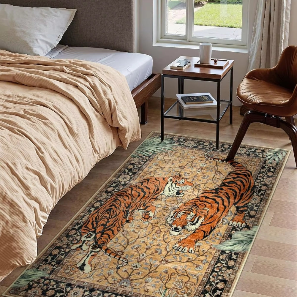 Tiger Tapestry Area Rug with Anti-Slip Backing