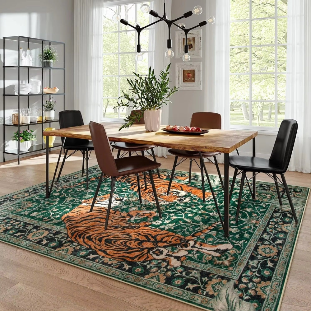 Tiger Tapestry Area Rug with Anti-Slip Backing