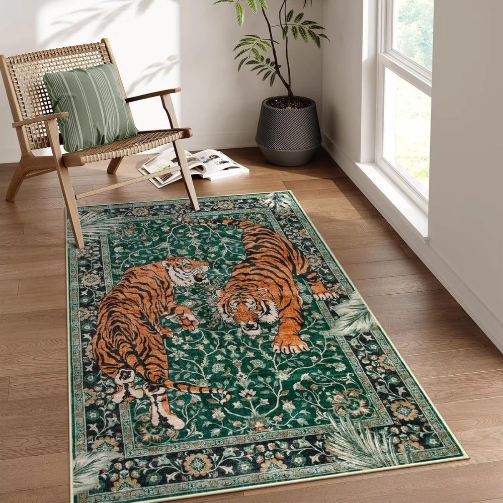 Tiger Tapestry Area Rug with Anti-Slip Backing