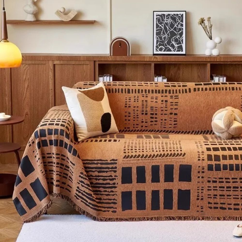 Reversible Geometric Chenille Sofa Cover