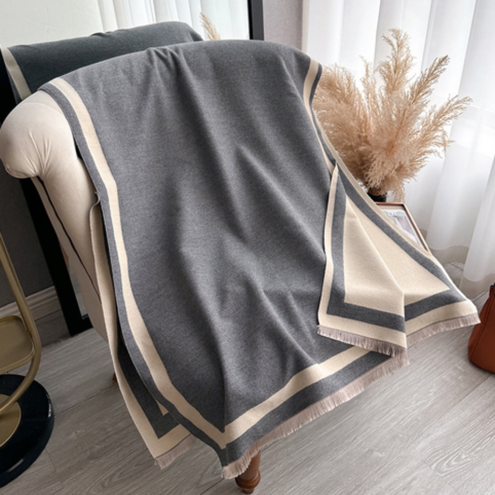 Reversible Striped Poncho Scarf in Soft Microfiber