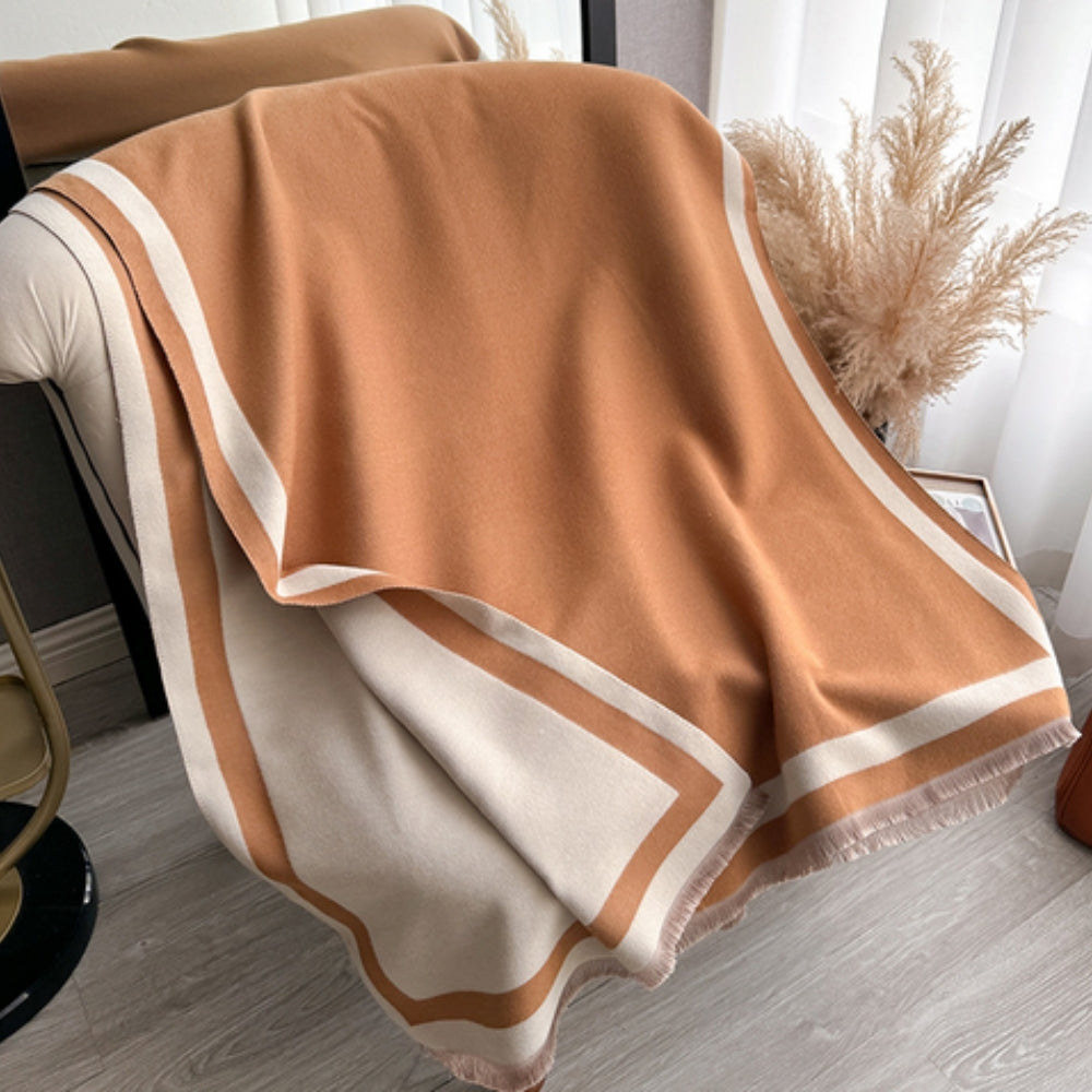 Reversible Striped Poncho Scarf in Soft Microfiber