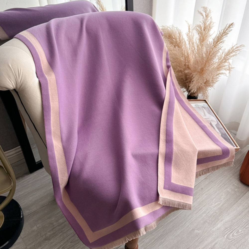 Reversible Striped Poncho Scarf in Soft Microfiber