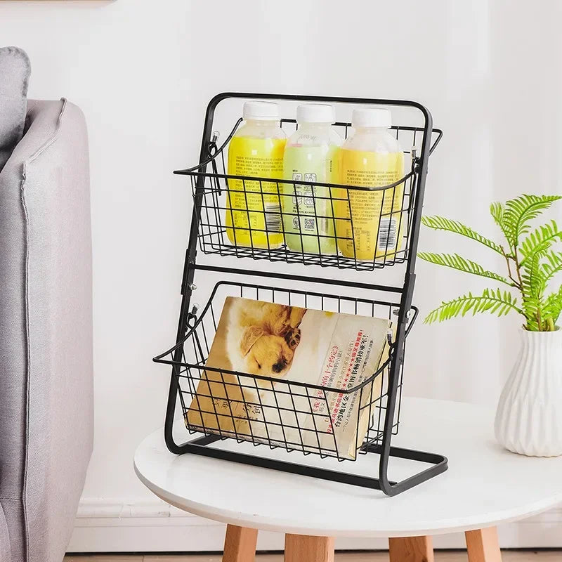 Double-Layered Iron Cascade Fruit Basket