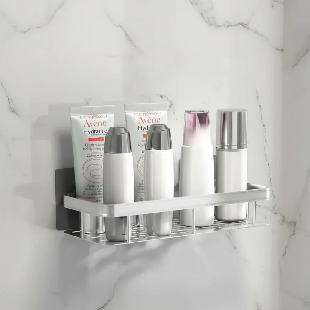 Drill-Free Adhesive Bathroom Shelf - Modern Storage Solution