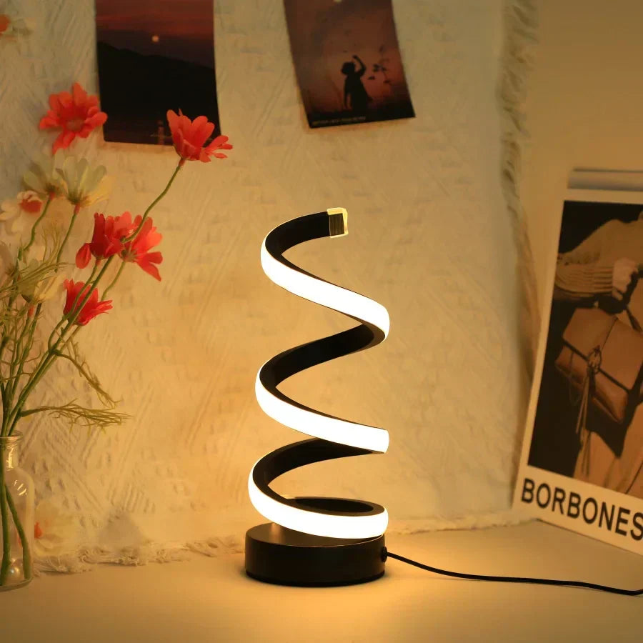 Contemporary Spiral LED Table Lamp with Adjustable Light