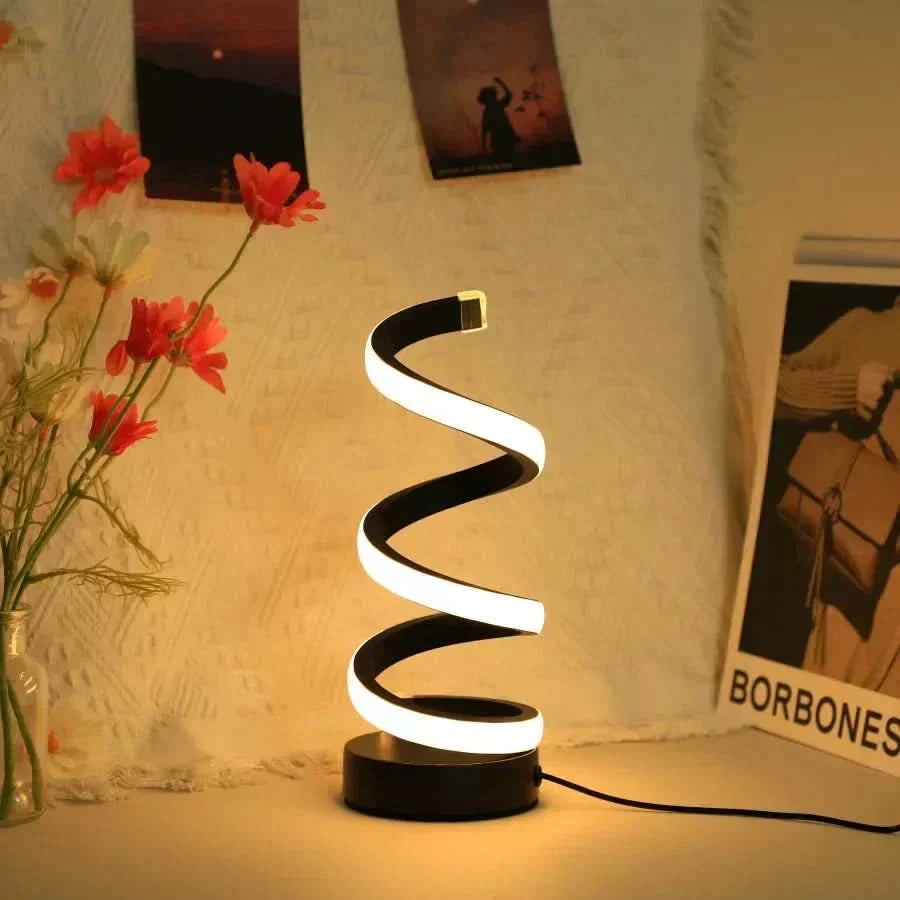 Spiral LED Table Lamp with Adjustable Brightness