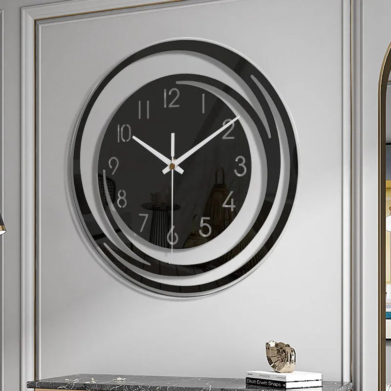 Black Acrylic Minimalist Wall Clock - Modern Nordic Design