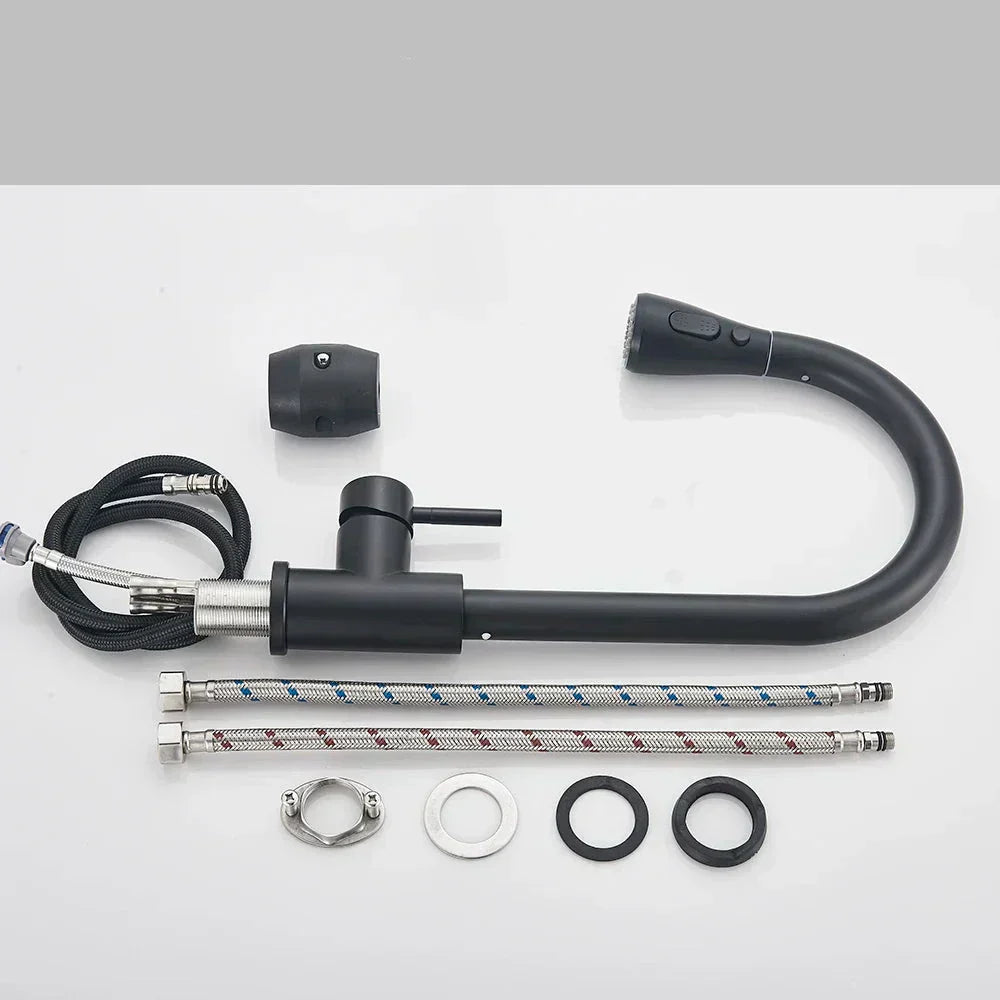Stainless Steel Single Handle Pull-Out Kitchen Faucet