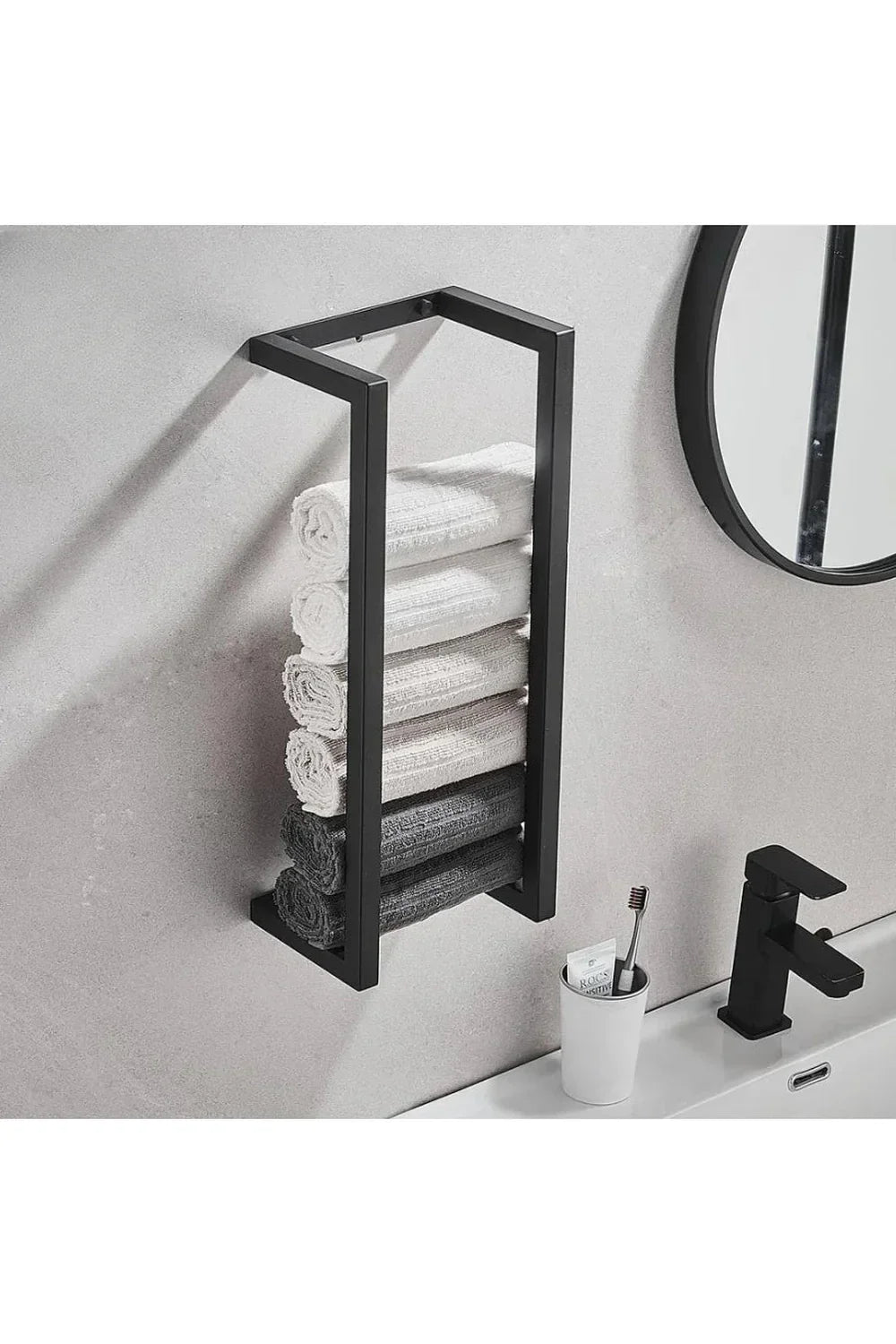 Slim Black Metal Bathroom Shelf