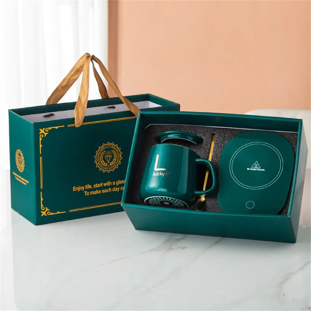 Ceramic Mug Warmer with Thermostatic Control for Coffee and Tea