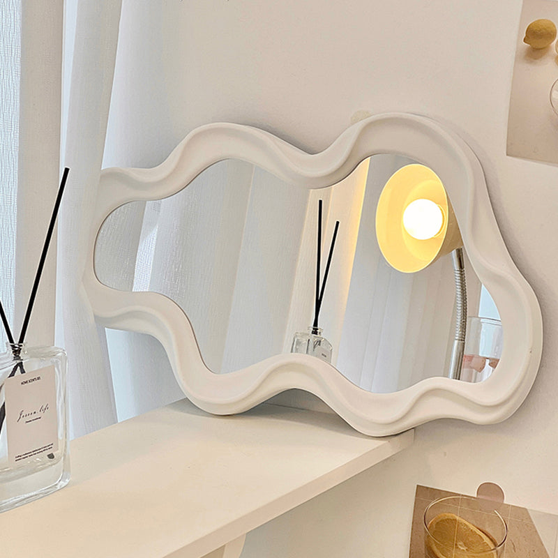 Asymmetrical Wave Wall Mirror in Danish Pastel Design