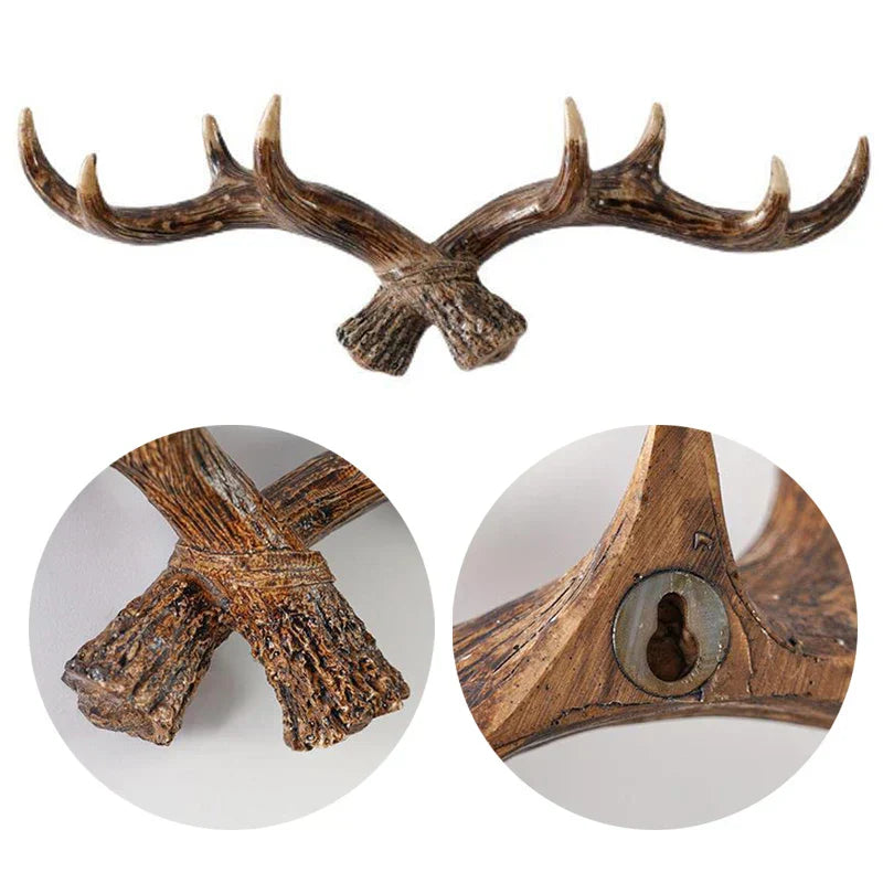 Nordic Vintage Antler Wall Hooks for Clothes and Hats