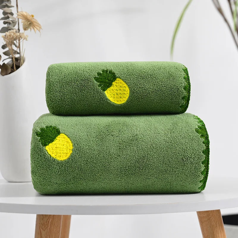 Embroidered Fruit Bath and Hand Towels Set