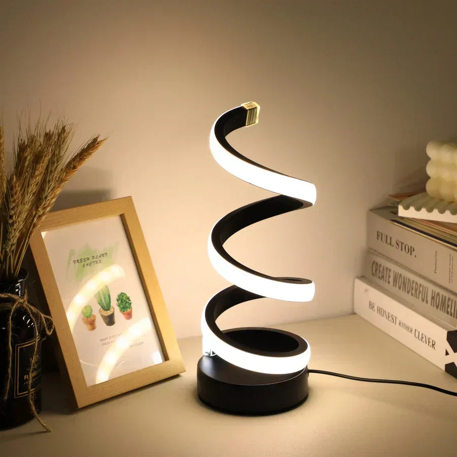 Contemporary Spiral LED Table Lamp with Adjustable Light