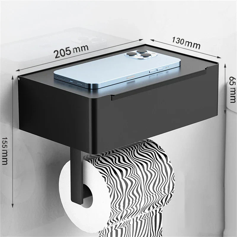 Elegant Metal Toilet Paper Holder in Black or Silver