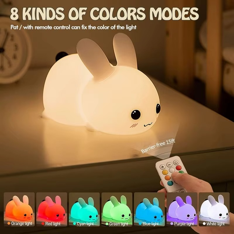 Jade Rabbit Silicone LED Night Light with Touch Activation