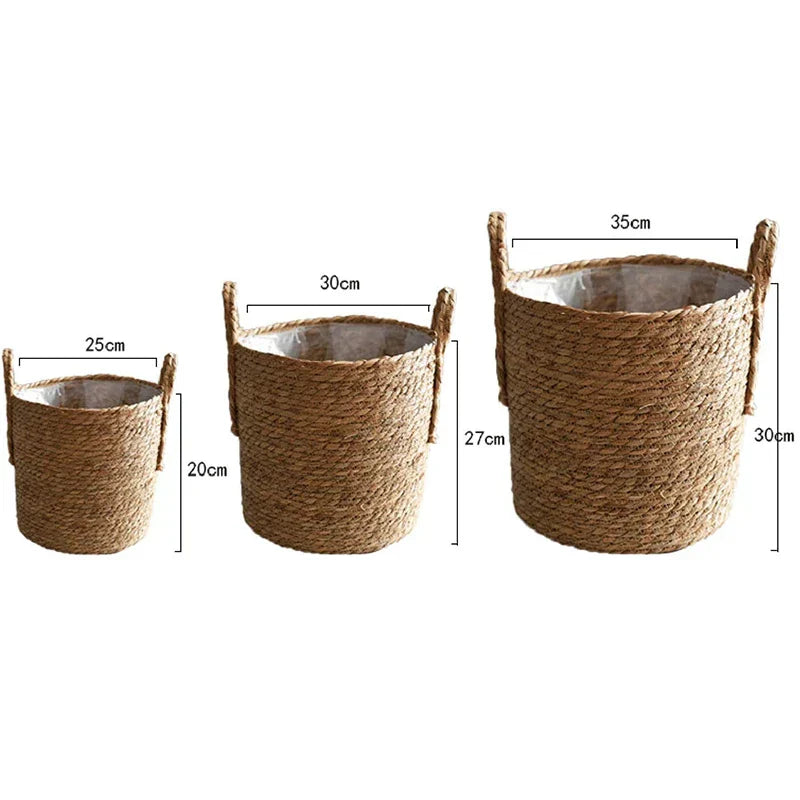 Handwoven Extra Large Straw Flower Pot Storage Basket