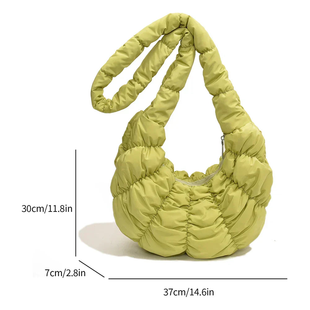 Puff Croissant Shoulder Bag - Lightweight Nylon Tote