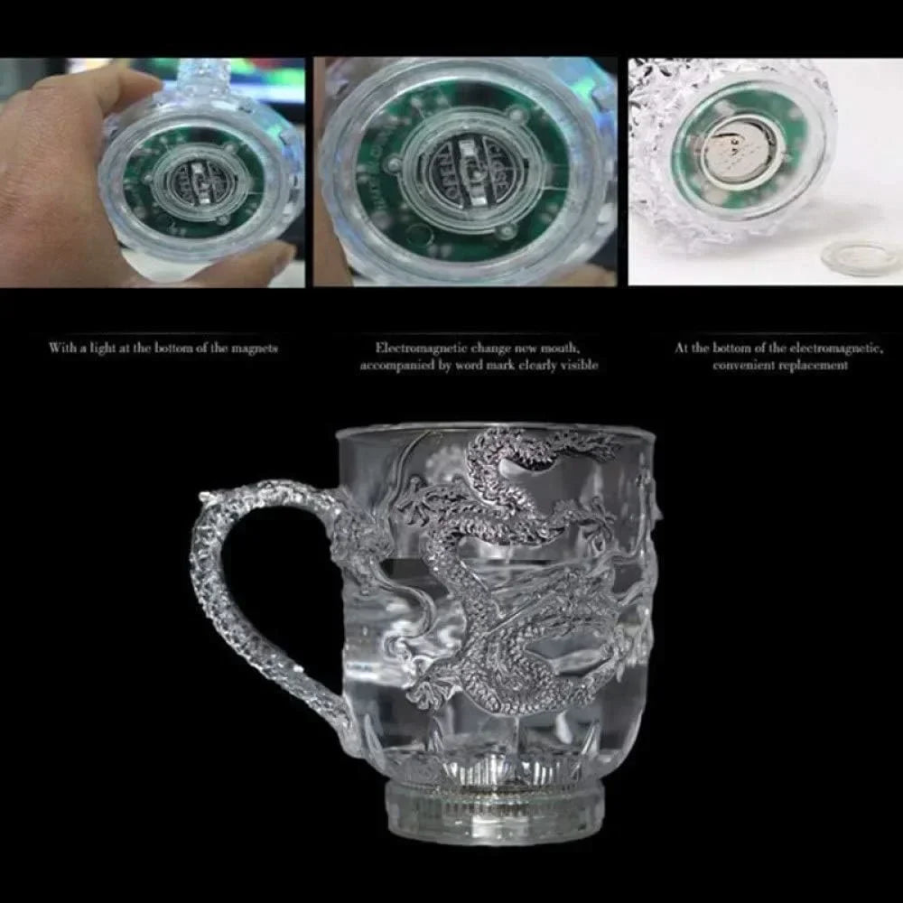 Color Changing LED Dragon Mug - Water Activated Light-Up Cup for Beer, Coffee, and Wine