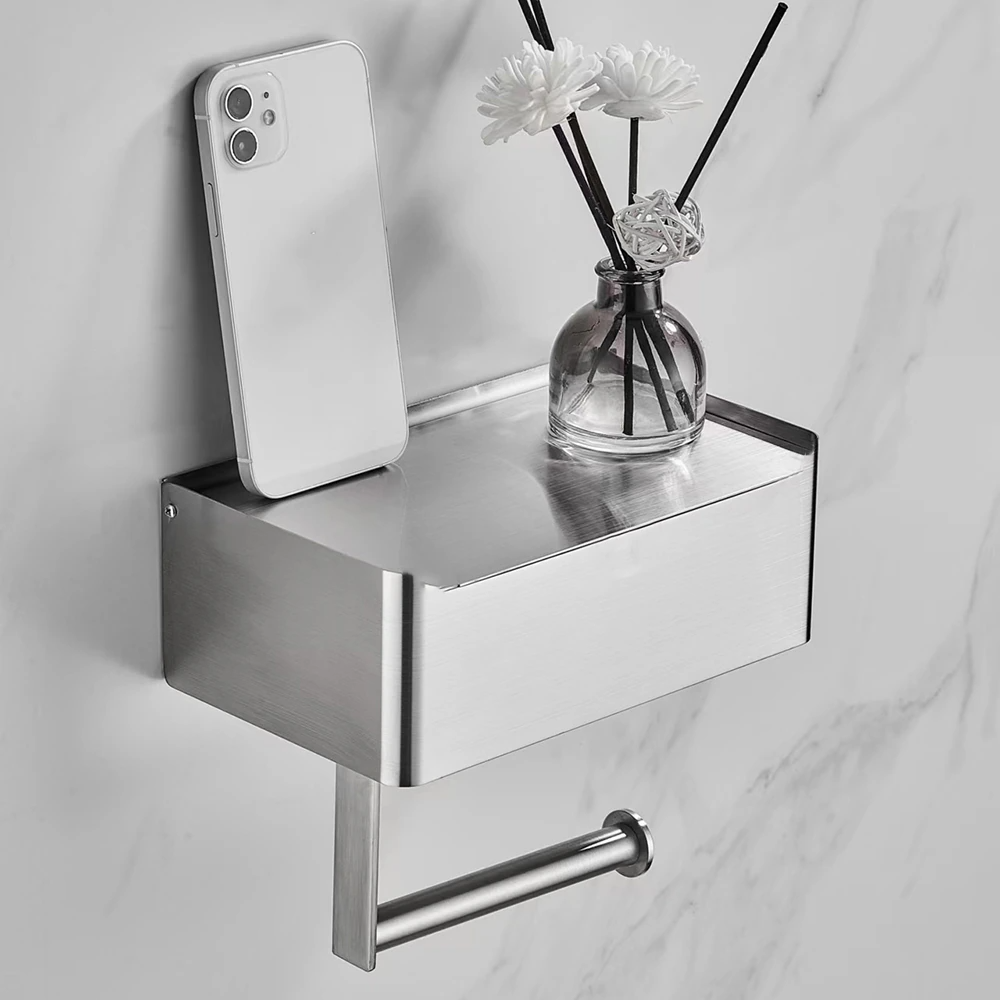 Elegant Metal Toilet Paper Holder in Black or Silver