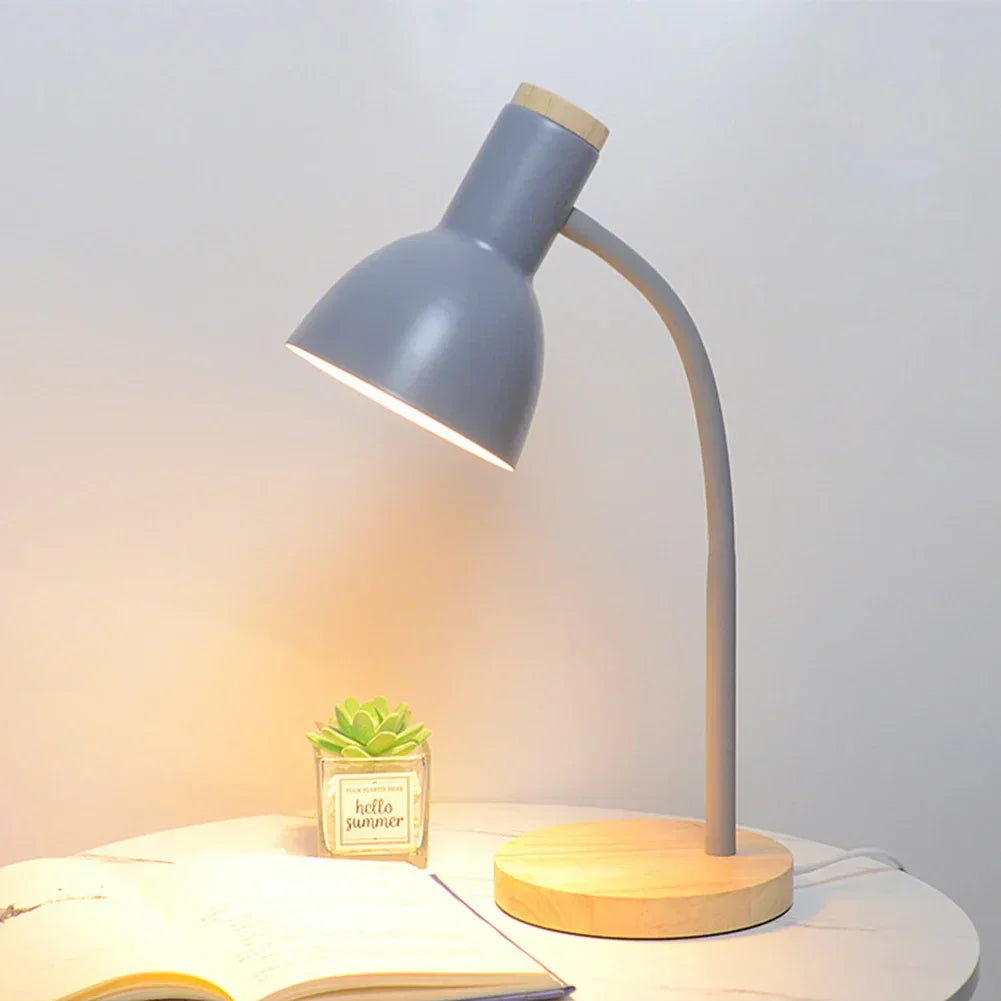 Scandinavian Wood and Iron LED Desk Lamp