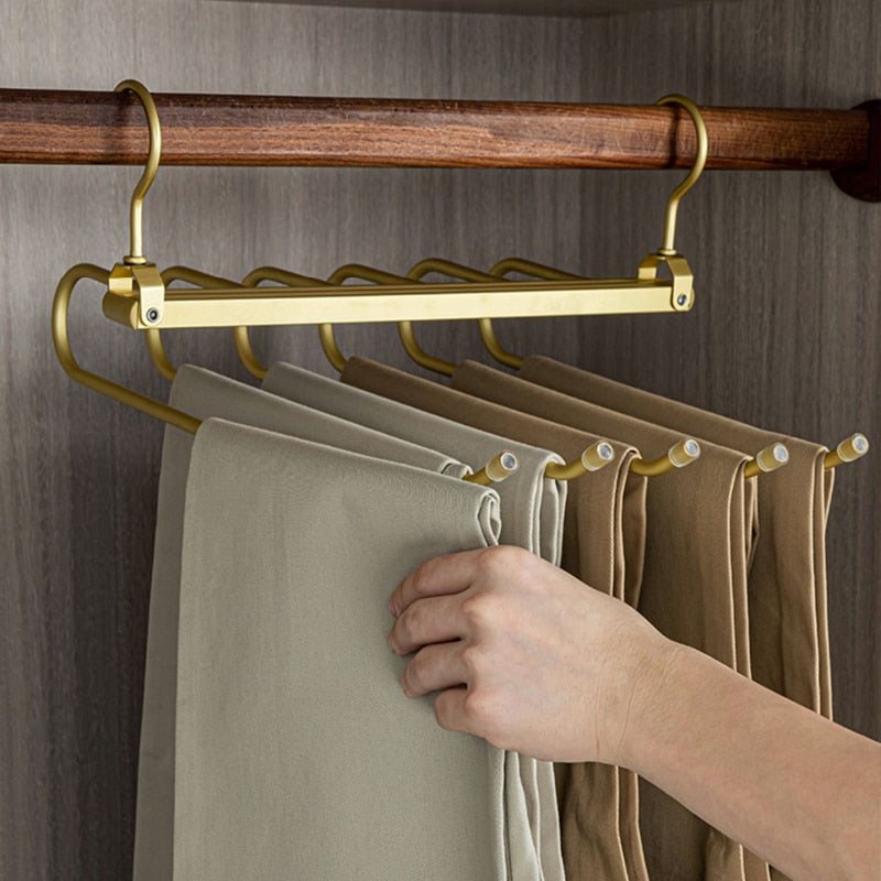 Space-Saving Aluminum Pants Hangers with 360° Rotation and Anti-Slip Design