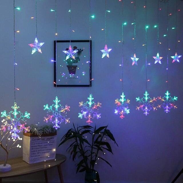 Solar LED String Lights with Moon and Star Design