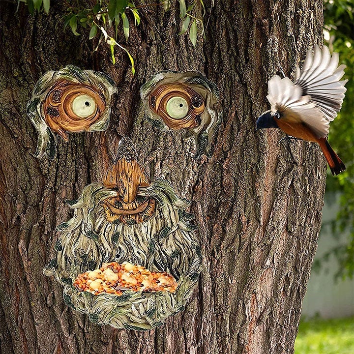 Tree Face Bird Feeder Station for Garden Decor
