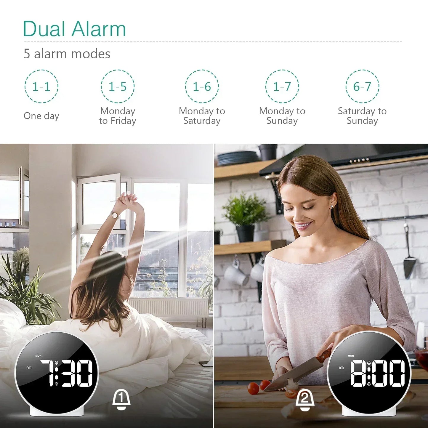 Digital Desk Clock with USB Charging and Snooze Function