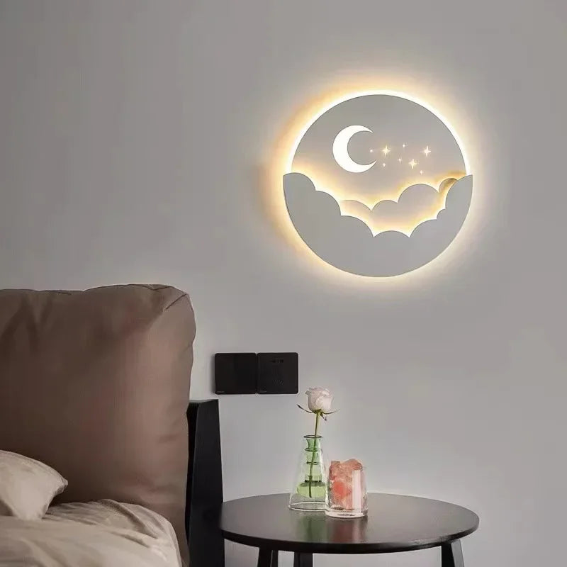 LED Moon and Stars Wall Light - Nordic Design, Adjustable Color