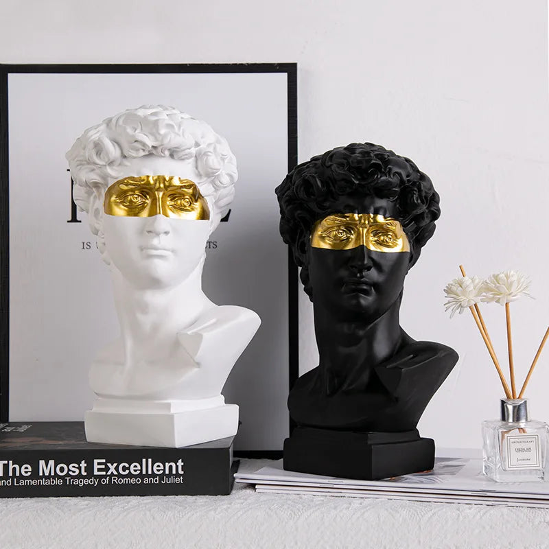 David Head Resin Bust Sculpture - Modern Abstract Art for Home Decor