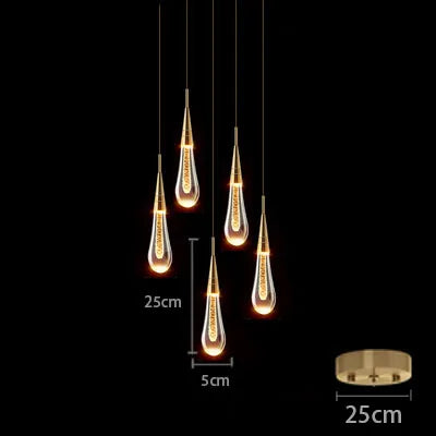 Crystal Pendant Light with Gold Finish and LED Bulbs