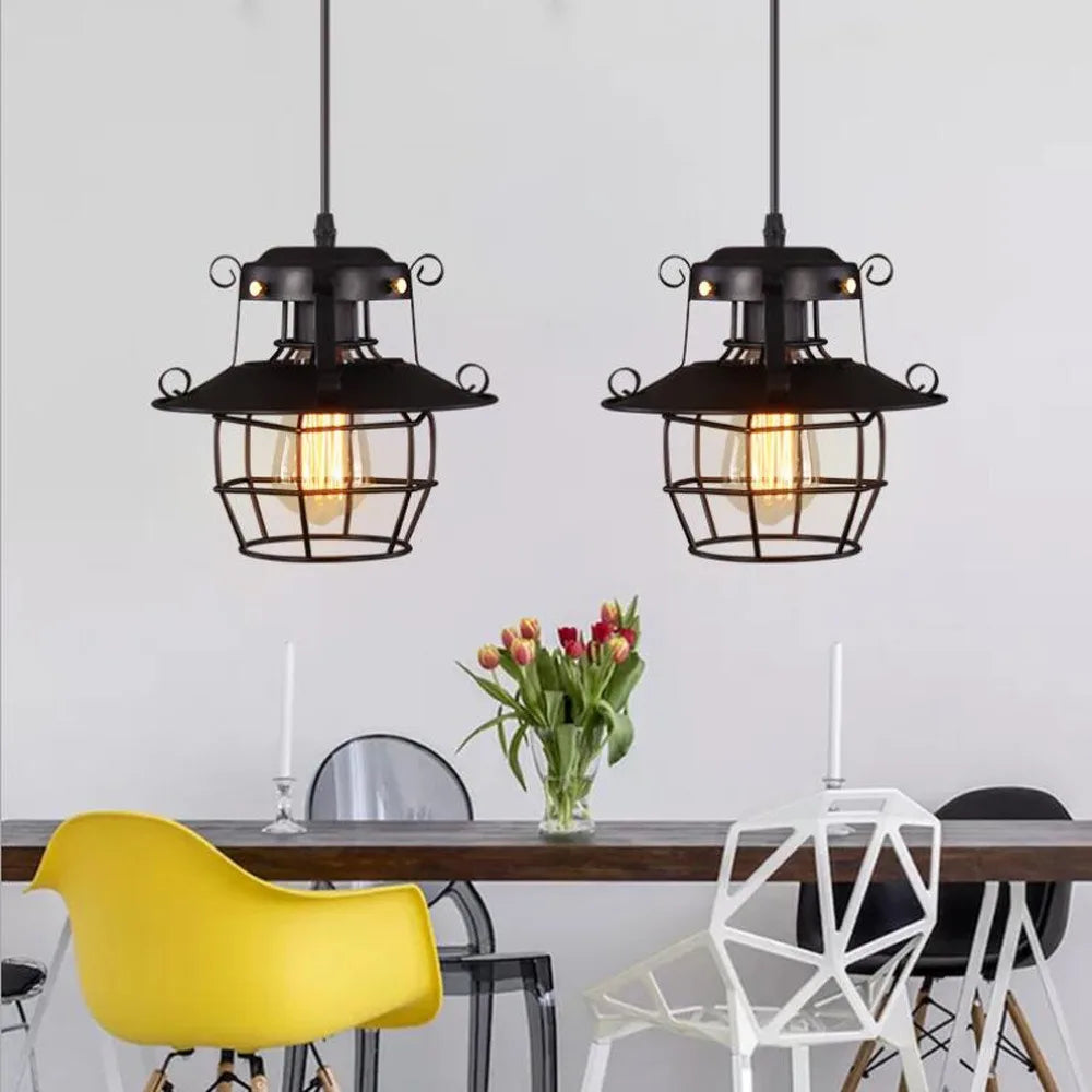 Retro Industrial Dimmable Pendant Light in Black